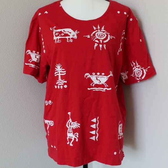 Vintage Tops - Vintage Red Graphic Short Sleeve Tee